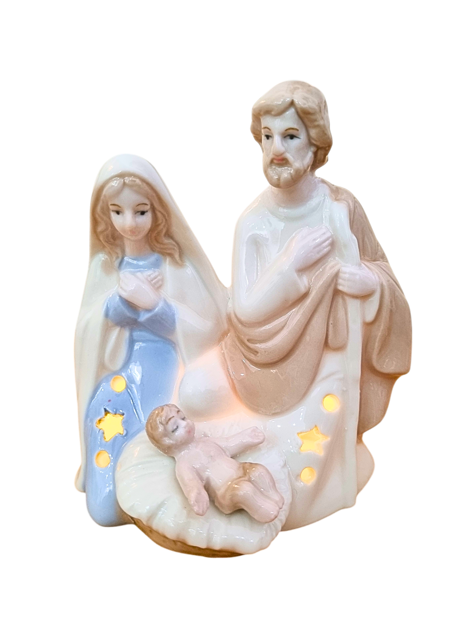 Imagem Sagrada Família em Porcelana com LED 11 cm