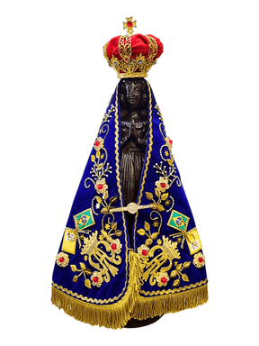 Imagem de Nossa Senhora Aparecida Fac-Símile em Madeira com Manto Coroação 45 cm