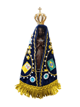 Imagem de Nossa Senhora Aparecida Fac-Símile em Madeira com Manto e Coroa 18 cm