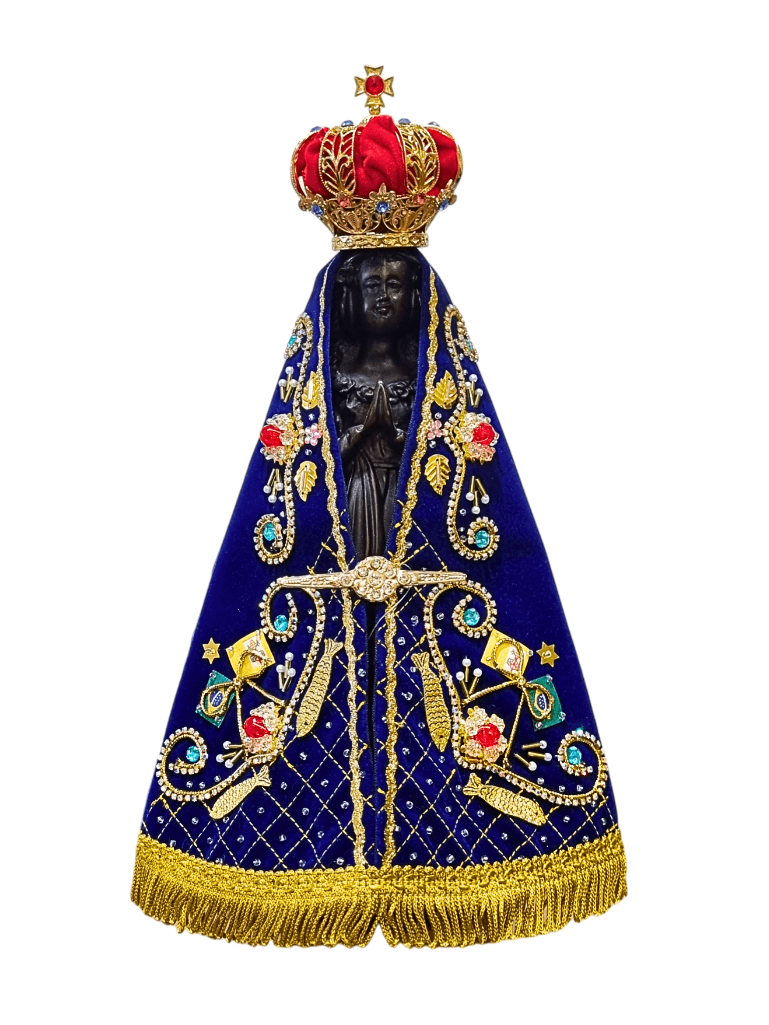 Imagem de Nossa Senhora Aparecida em Pó de Mármore com Manto Pesca Milagrosa 29 cm