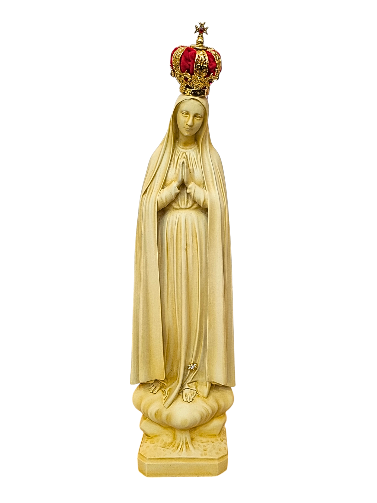 Imagem de Nossa Senhora de Fátima em Pó de Mármore Marfim 45 cm