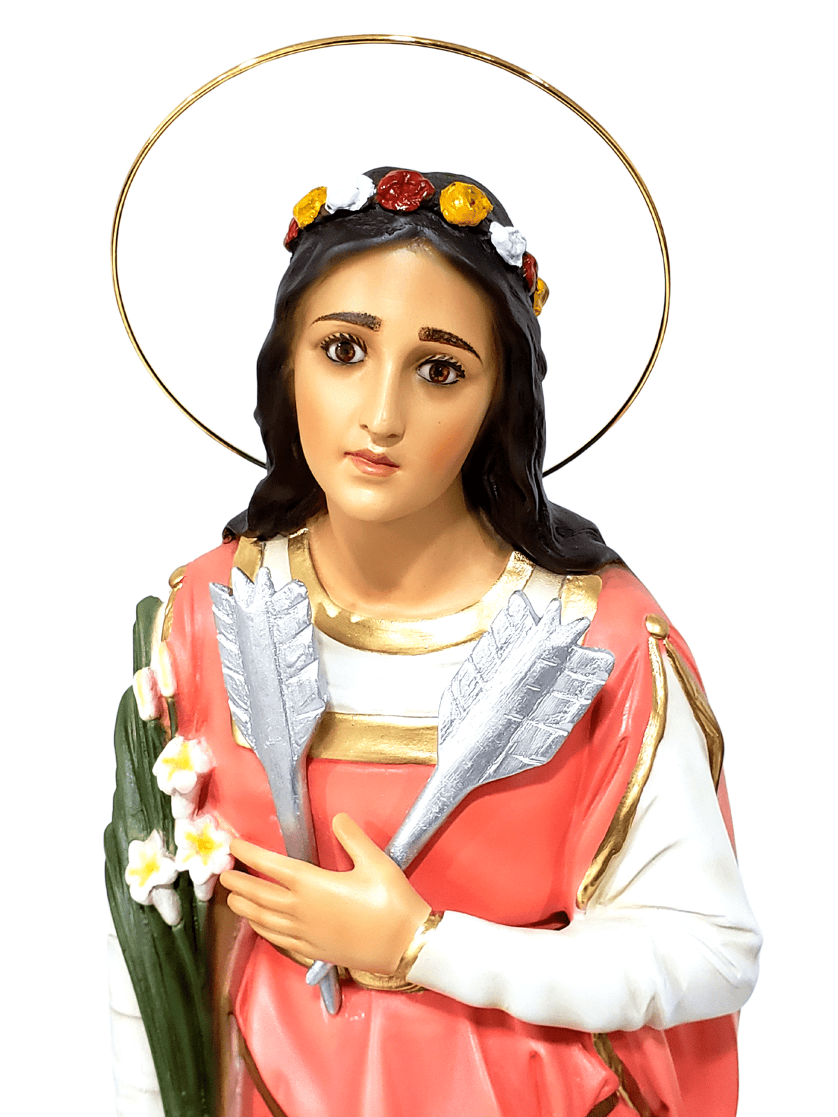 Imagem de Santa Filomena Colorida com Olhos de Vidro em Pó de Mármore 62 cm