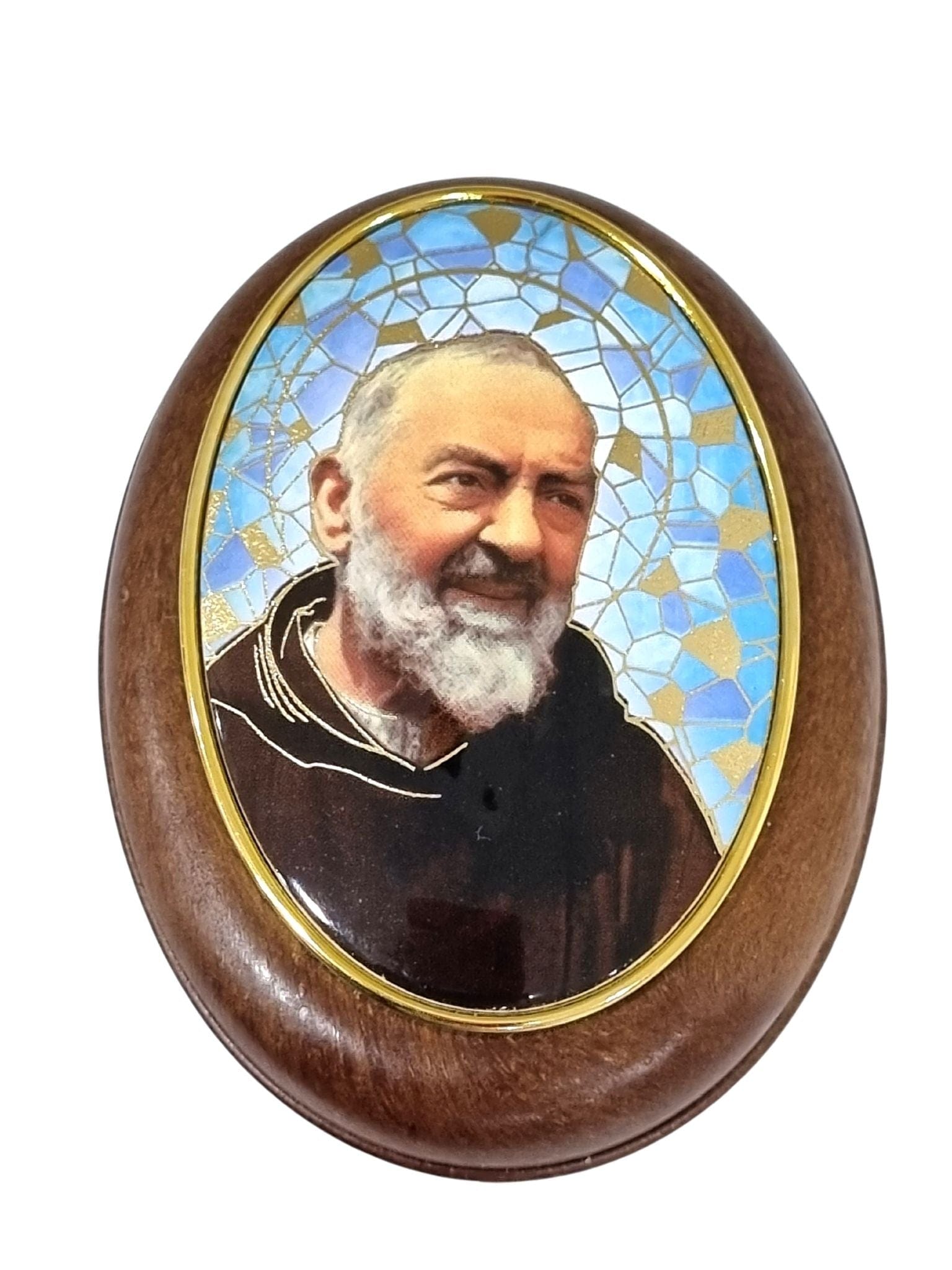 Porta Terço Italiano Oval Padre Pio