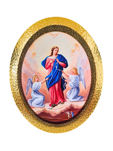 Quadro Italiano Oval Nossa Senhora Desatadora dos Nós 14,05 x 11,5cm