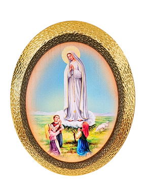 Quadro Italiano Oval Nossa Senhora de Fátima 14,05 x 11,5cm