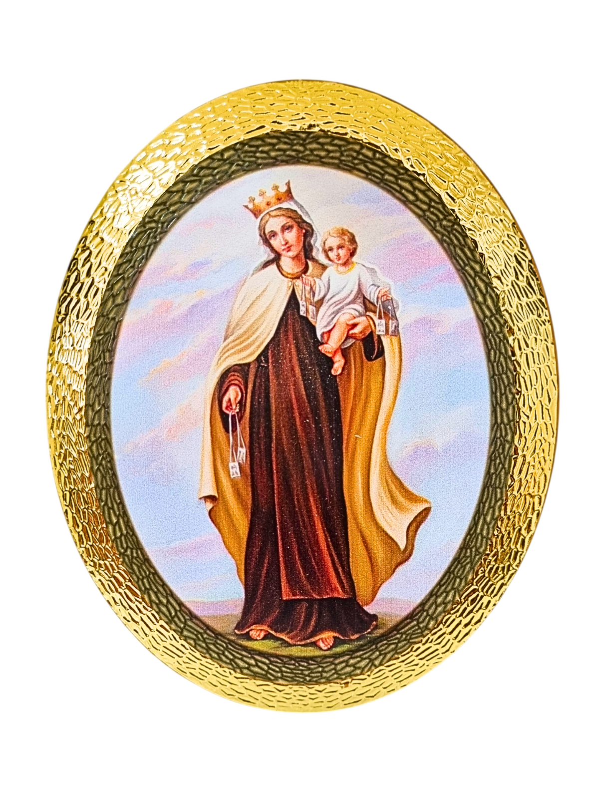 Quadro Italiano Oval Nossa Senhora do Carmo 14,05 x 11,5cm